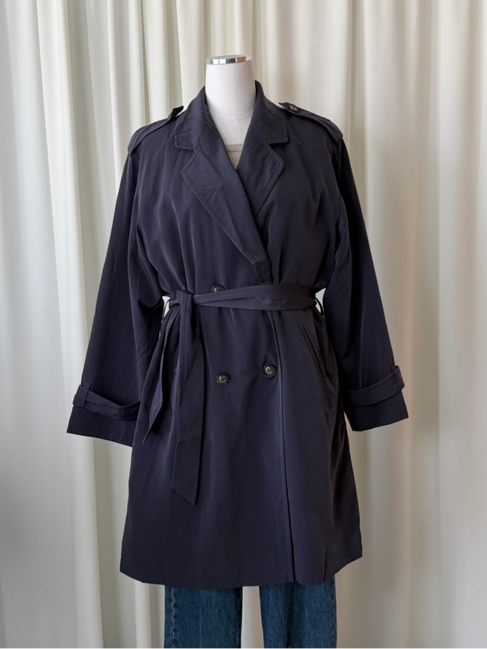 Vintage 1990s Misty Harbor Trench Coat Double - Breasted Belted Size 10.